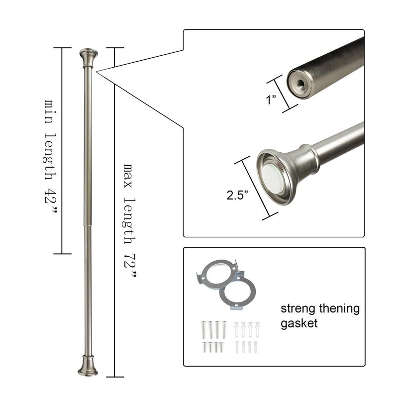 SHERY Shower Rod Tension Shower Curatin Rod Adjustable Shower Curtain Pole in Screw Or No Need Tool Mounted Nickle and Black - Image 5